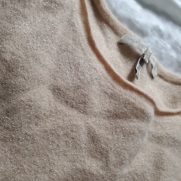 Halston Heritage Wool Blend Sparkle Shortsleeve Crew Sweater - Picture 3 of 8